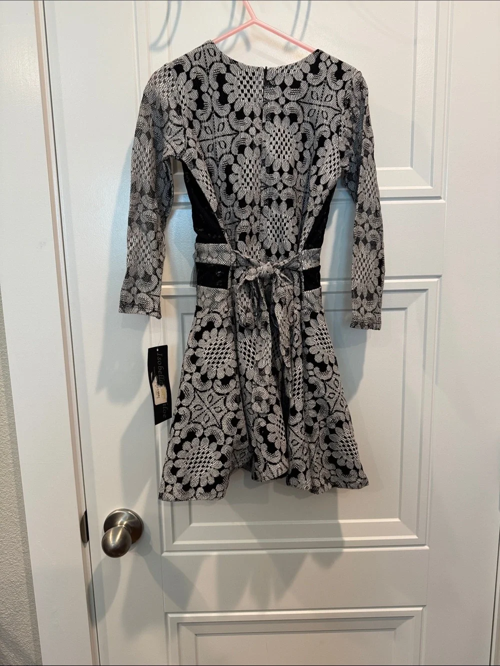 Isobella & Chloe Black and White Lace Fit-and-Flare Dress